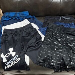 9 pair Under Armour and misc brand Athletic Shorts sz 10/12